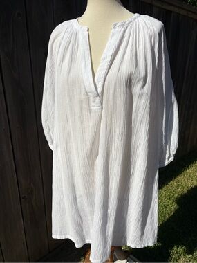 H&M White Gauze Split-Neck Tunic